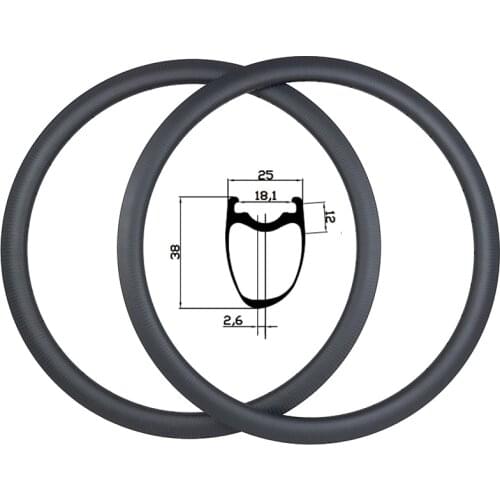 Light 390g 700C 38mm asymmetric clincher + tubeless road disc carbon rims UD 3K 12K twill matte glossy 24H 28H 32H bicycle wheel