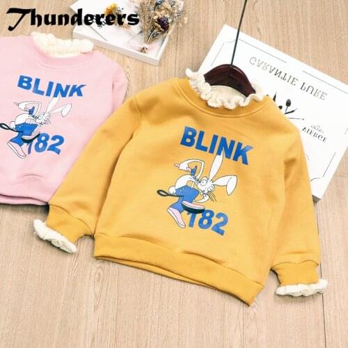 Thunderers Spring Autumn Kids Sweatshirt For Girl Boy Cartoon Rabbit Fake 2pcs Children Tops Cotton Fashion Baby Clothes 24M-6T