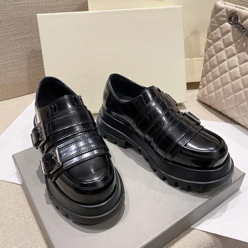 Summer Shoes Ladies 2021 Fashion Womens Round Toe Casual Female Sneakers Oxfords Clogs Platform Modis Leather New Creepers Spri