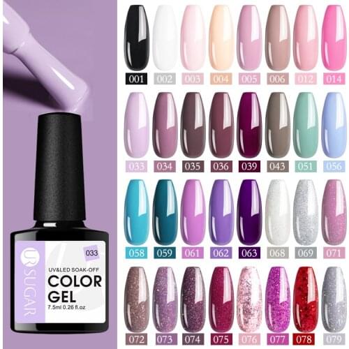UR SUGAR Purple Color UV Gel Nails Polish 7.5ml Glass Bottle Soak Off Nail Gel Polish Nail Art Salon Nail Varnish Base Top Coat