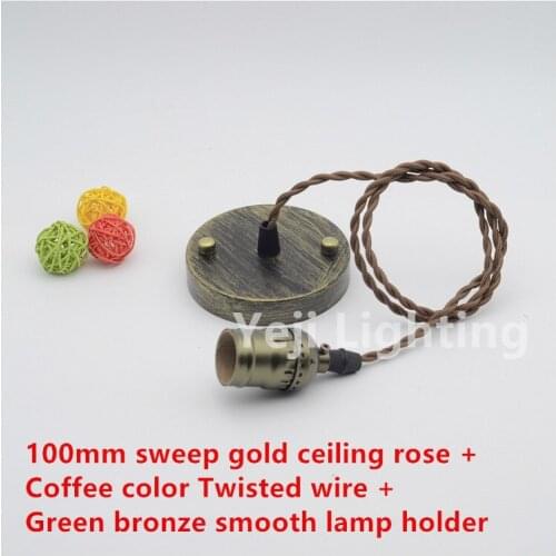 Vintage Bronze Aluminum Edison Bulb Cord Set E27 lamp holder with switch Led bulb Tube light Lighting accessories Wholesale DIY