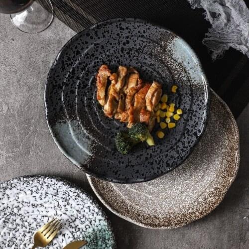 Japanese Ceramic Plate Sushi Tableware Western Steak Plate 10 Inch Round Dinner Plate Featured Household Restaurant Supplies