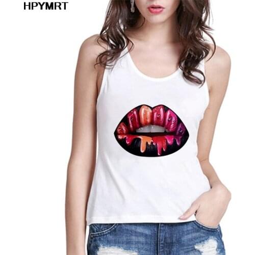 New Summer Women Sexy lips Printed Fashion Tank Tops Female Vest Casual Harajuku Graphics Ladies Sleeveless Tee Clothing Top