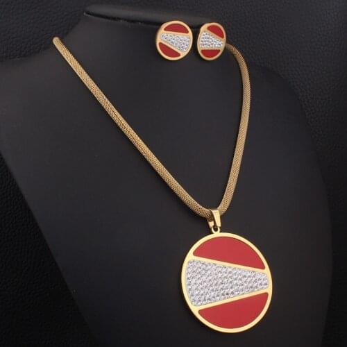 NEW Round Necklace And Earrings Wholesale Fashion Stainless Steel Jewelry Sets For WOMEN Gift SEDZIACF