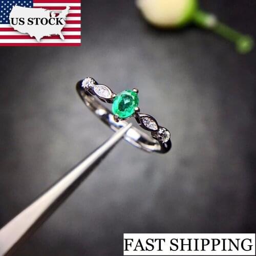 US STOCK Uloveido Women 925 Sterling Silver Green Gemstone Emerald Stone Ring Wedding Anniversary Ring for Women 28%off FJ278