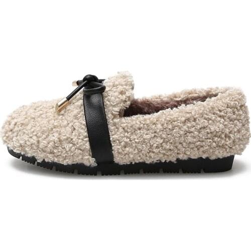 Lambskin, Suede, Warm Cotton Shoes, Winter Round-toe, Single-soled, Thick-soled Tsutsu, Lazy Shoes Women Shoes Lady Shoes Women
