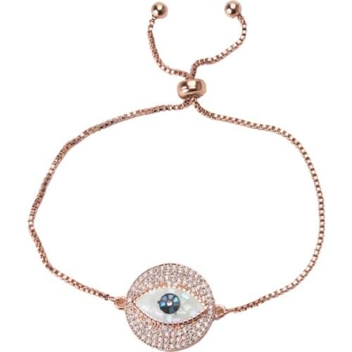 1pc Colorful Evil Eye Shell Charms Bracelet Copper Zircon Pendant Bracelet For Women Fashion Jewelry Lucky
