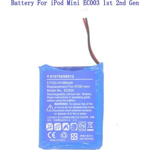 1 x 550mAh Replacement Battery For iPod Mini EC003 EC007 M9804 M9801 M9802 M9806 W065 M9807 A1051 M9805 4GB MP3/4 1st 2nd Gen