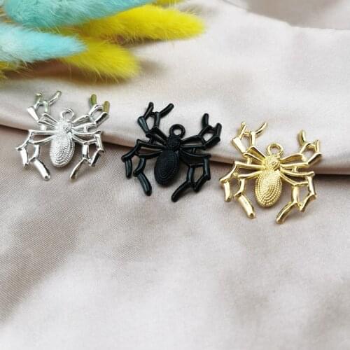 MuhNa 10pcs Alloy Spiders Enamel Charms Halloween Pendants Fit Bracelet Necklace Earrings Floating Jewelry DIY Accessory 34*31mm