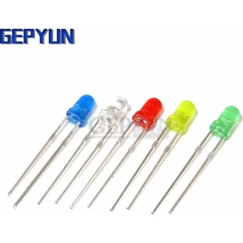 100pcs Red Green Yellow White Orange Blue 3mm led light-emitting new original Gepyun