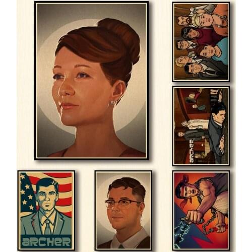 46 Designs Animated Comedy Archer Kraftpaper Poster Artwork Fancy Wall Sticker for Coffee House Bar