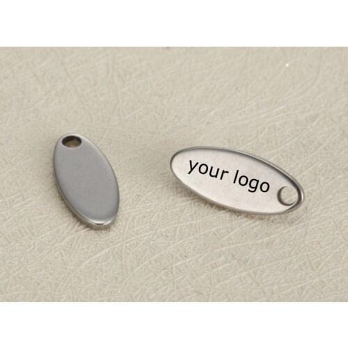 5*12mm small Custom Tag Oval Shape Stainless Steel Charm-Customized Charm Engrave Laser your own logo