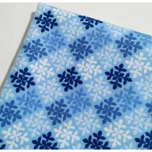 50x105cm Blue Square Christmas Snowflakes Printed Cotton Fabric X'mas Snowflake Patchwork DIY Sewing Home Decor