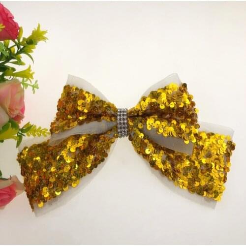 8 Inch Scatter Sequins Cheer Leading Bows with Clip for Girl Hair Accessories,10PCS/LOT