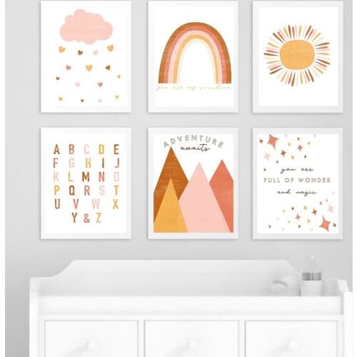 Abstract Rainbow poster Nursery Quotes canvas painting Minimalis Art Wall Pictures Nordic Painting For Kids Room Decoration