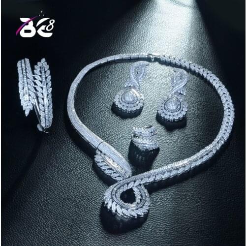 Be 8 Super Quality Classic Bridal Wedding Jewelry Set Sparkling AAA CZ Paved Dubai 4pcs Set Jewellery for Women Bijoux FemmeS328