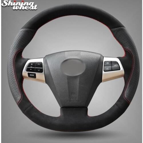 Shining wheat Black Leather Suede Car Steering Wheel Cover for Toyota Corolla 2011 2012 2013 RAV4 2011 2012