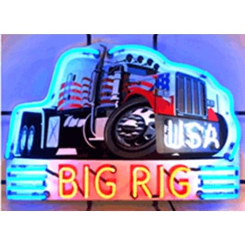 Big Rig Truck Real Glass Tube neon sign Beer Pub Club Automotive signs Shop Store Decorative Signboard Custom Light 17"x14"