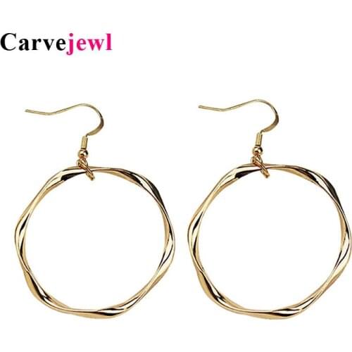 Carvejewl Irregular Geometric Circles Loop drop Earrings For Women Gold Wave braided statement Dangle Earrings Wedding Jewelry