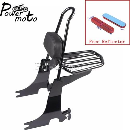 Black Motorcycle Detachable Sissy Bar Luggage Rack Backrest Pad For Harley Sportster XL 883 1200 2004-2016