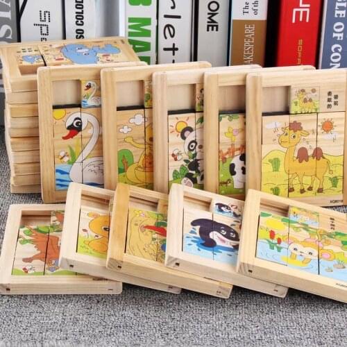 Wooden Intelligence Puzzle Cartoon Animal Kids Puzzle Game Wood Montessori Toys Educational Toys for Children