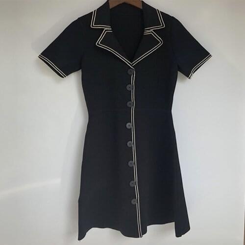 Fadan s family short sleeve dress 21 early spring new waist and slim single breasted slim knitting skirt