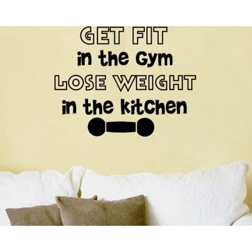 Hot Sale Get Fit In The Gym Quote Art Wall Sticker Gymnasium Vinyl Wall Sticker For Home Decoration Fitness Wall Mural Y-565