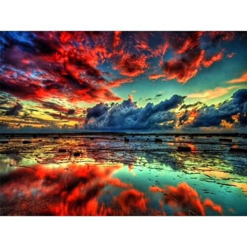 Landscape Scenery Printed Water-Soluble Canvas 11CT Cross-Stitch DIY Embroidery Complete Kit DMC Threads Promotions