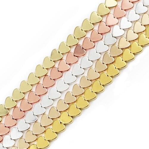 JHNBY Gold Silvers Peach heart Hematite Magnetite Natural Stone 6mm Spacer Loose Beads For Jewelry Making Diy bracelets Findings
