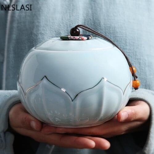 Chinese Ceramics Tea Caddy Household Oolong Tieguanyin Storage Tank Travel Sealed Tea Jar Coffee Powder Candy Spice Containers