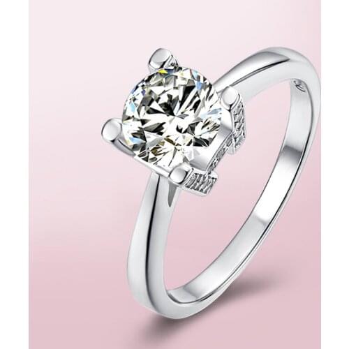 925 Silver Moissanite Ring 4 claws HW character round excellent cut moissanite Jewellery Engagement ring Anniversary Gift