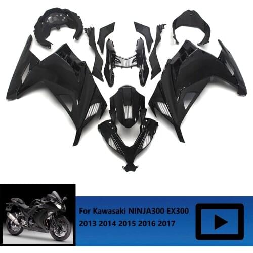 Complete Motorcycle Fairing Kit ABS For Kawasaki Ninja 300 EX300 2013 2014 2015 2016 2017 Black Color Brand New