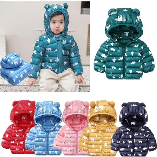 Baby Girls Hooded Down Jackets For Kids Coats Autumn Boys Cartoon Warm Jacket Coat Jacket Toddler Girl Zipper Jacket Outerwear