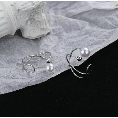 Luckydays 1pcs Ear Cuff Cross Clip Pearl Earrings Fake Piercing Earcuffs For Women Earcuff Earings No Hole