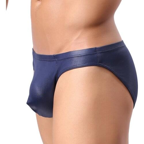 Mens Briefs Underwear Men Sexy U-convex Briefs Soft Patent leather Mens Panties Erotic Gay Underpants Male Bikini Lingerie Man