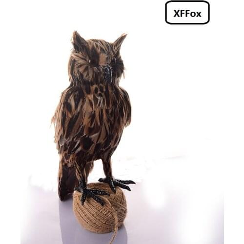 New real life owl bird model foam&feather simulation brown owl bird doll gift about 30cm xf0942