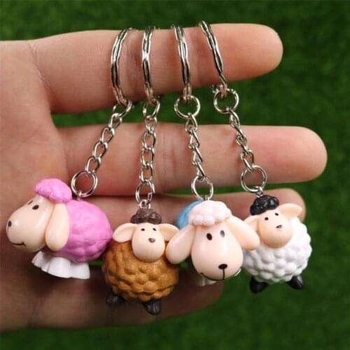 New Original cartoon Lamb cute Luck Zodiac Alpaca keychain key ring Simulation Animals Pendant Jewelry Birthday gift