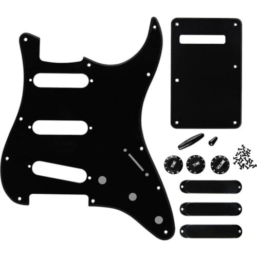 NEW Set of 11 Holes SSS Strat Electric Guitar Pickguard 1Ply Back Plate Single Coil Pickup Covers Guitar Knobs Switch Tip
