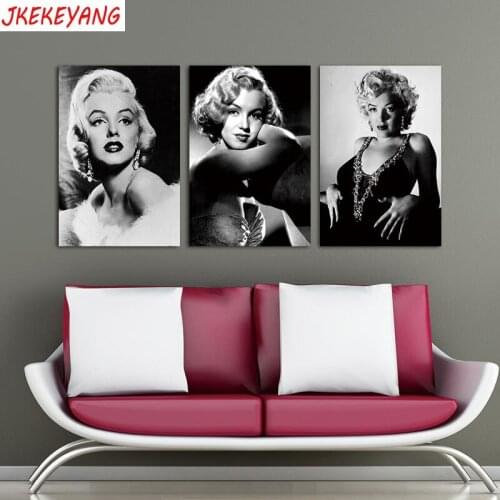 Full Square/Round Drill 5D DIY diamond painting 3pc Marilyn Monroe pictures mosaic Diamond Embroidery Wall Arts J2752