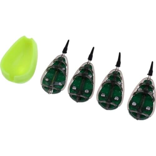 Inline Method Fishing Feeder Bait Cage Holder- 4 Feeders 30g 40g 50g 60g Mould Set