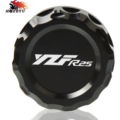 With YZF-R25 LOGO Motorcycle CNC Aluminum Accessories rear brake oil cup cover engine oil filter cover for YAMAHA YZF YZF R25