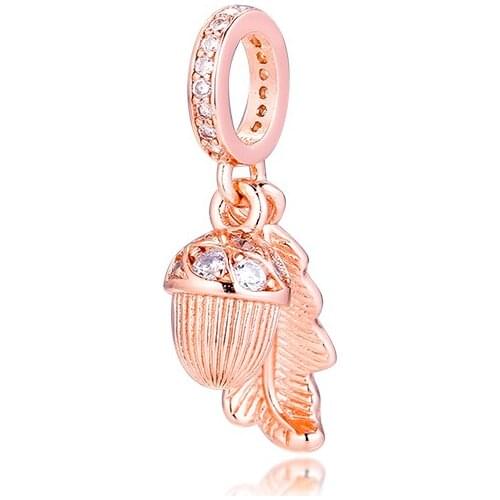 2019 New Autumn Rose Acorn & Leaf Hanging Charms fit silver 925 jewelry necklaces bracelets DIY pendant for jewelry making