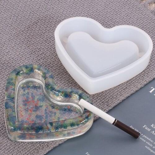 Silicone Mold Ashtray Resin Mold Heart Square Mold For DIY Resin UV Crystal Epoxy Crafts Crystal Ashtray Home Decoration