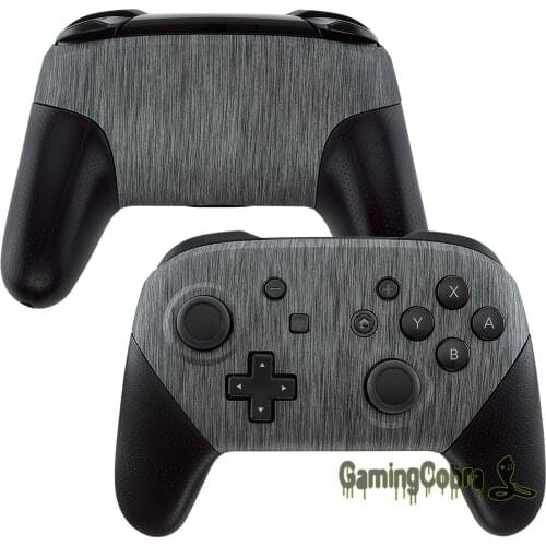 Brushed Silver Patterned Soft Touch Faceplate and Backplate Replacement Shell Housing Case Cover for NS Switch Pro Controller