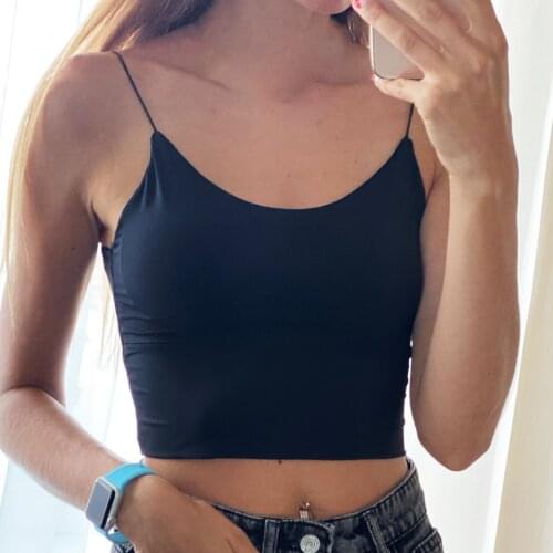 High Elastic Women Camisole Ice Silk Crop Top Seamless Tube Top Bra Underwear Solid Padded Bralette Summer Vest Sexy Bras