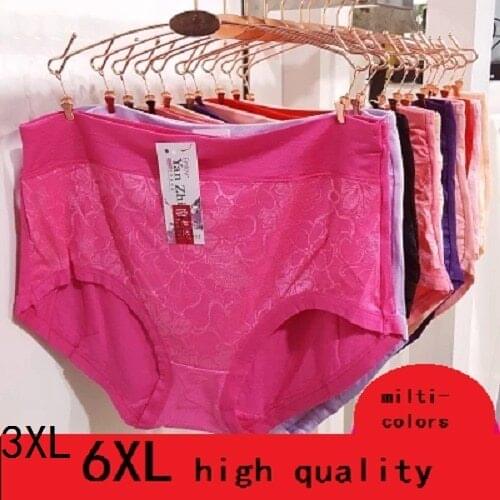 Super large womens high waist underwear soft briefs print bamboo fiber lingerie underpants 3XL,6XL 5pcs/lot
