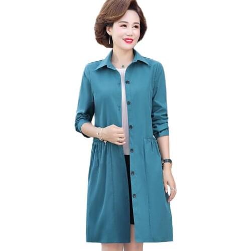 Spring Autumn Mid-length Windbreaker Coats Female 2021 New middle-aged Casual Wild Thin Long Sleeve Women Jacket Ladies Tops