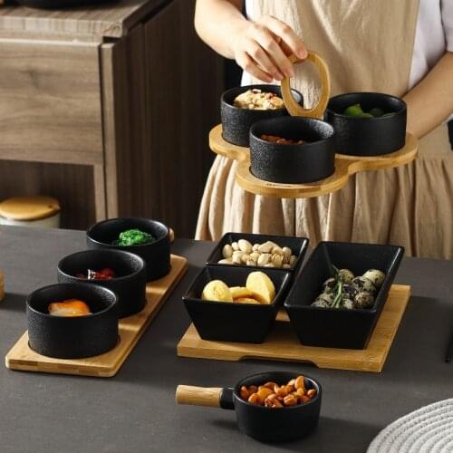 Japanese Ceramic Matte Black Small Sauce Bowl Creative Dried Fruit Snack Plate Home Dessert Plate Sushi Dish Kitchen Tableware