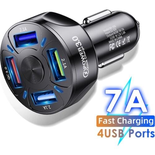 Kebidu 4 Ports USB Car Charge 12V 24V 48W Quick 7A Fast Charging For iPhone 11 Xiaomi Huawei Mobile Phone Charger Adapter in Car