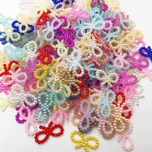 100pcs 19*10mm Mix Color Bow Imitation Half Pearl Flatback Beads for Scrapbook DIY Decoration